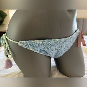 Victoria’s Secret Blue Crochet Side Tie Bikini Bottoms New! Medium